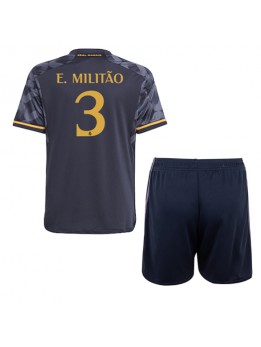 Real Madrid Eder Militao #3 Dječji Gostujuci Dres kompleti 2023-24 Kratak Rukavima (+ kratke hlače)